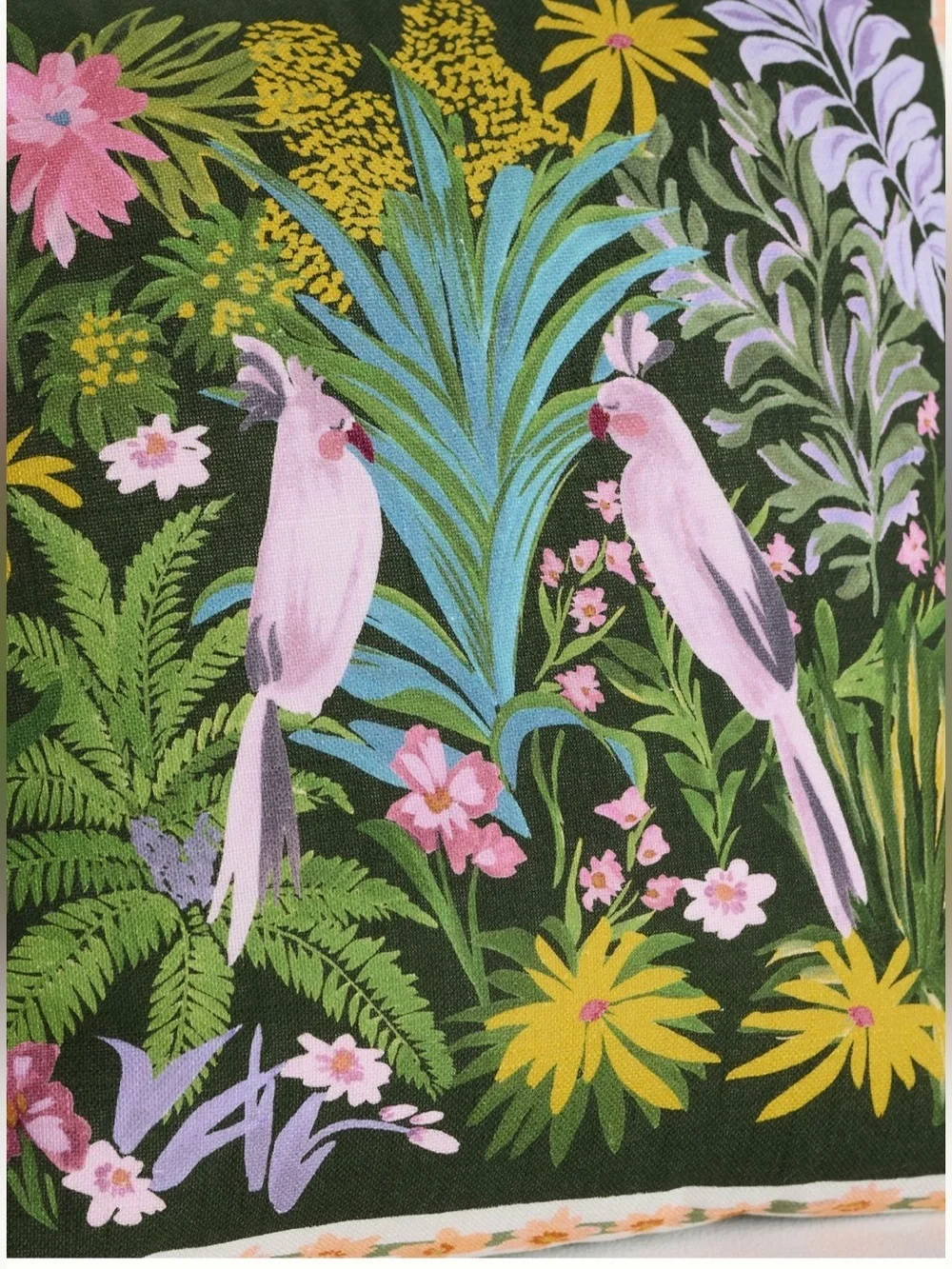 NWT Anthropologie Anela Cotton Printed Animal Pillows in Green Parrots